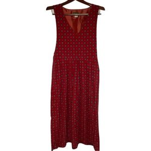Vintage Corduroy Dress Fenwick Long Red Patterned Cottagecore Prairie - Size 10